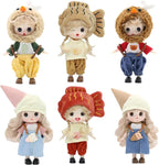 BJD Blind Box Cute Figures, Collectible Poseable OB11 Doll with 1/12 Scale Removable Clothes，Surprise Gift Single Random Mystery Box-Japanese Foodie Fun Series
