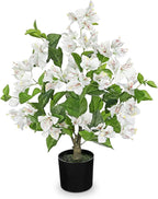 26.3” Large Fake Plants Artificial Flowers White Bougainvillea Artificial Plants Trees Indoor Pots, Faux Plants Perfect for Home Decor, Living Room Table Decor, Bedroom Shelf Decor, Dining Room Decor