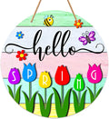 JUESMOS Hello Spring Door Decorations Colorful Tulip Flowers Spring Wreath Sign for Front Door Welcome Spring Door Sign Farmhouse Spring Decorations for Home Wreath Wall Porch Indoor Outdoor