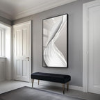 Large Framed Modern Abstract Vertical Wall Art for Living Room, Bright Style Luxury Prints Paintings Artwork for Walls, Minimalist Silver Gray Pictures for Hallway Entryway Foyer Stair Office Wall Decor 30x60 In