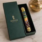 Matashi Gold Hand Painted Multi Color Enamel 6 inch Mezuzah Embellished with Hebrew Shin Home Door Wall Decor Home Décor Jewish Holiday Housewarming Present House Blessing Gift for Holiday Festival