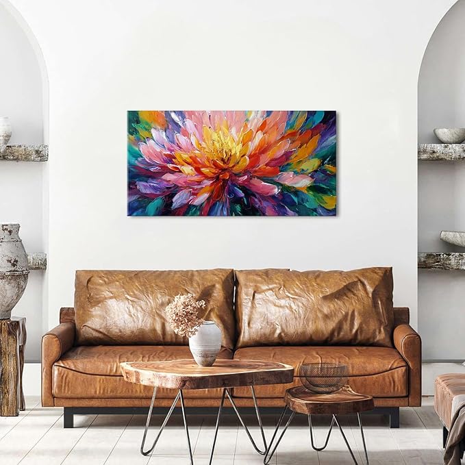 Abstract Lotus Wall Art Zen Wall Decor Large Colorful Lotus Flower Pictures for Bedroom Yoga Spa Abstract Bloom Floral Canvas Prints Meditation Spiritual Artwork Living Room Office Decorations 20x40"