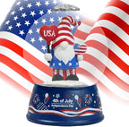 Patriotic 4th of July Gnome Snow Globe Lantern with Music - Light Up Water Globe with Swirling Glitter, USB or Battery Operated,Lighted Independence Day Decor Indoor, Patriotic Decor Gift (Gnome)