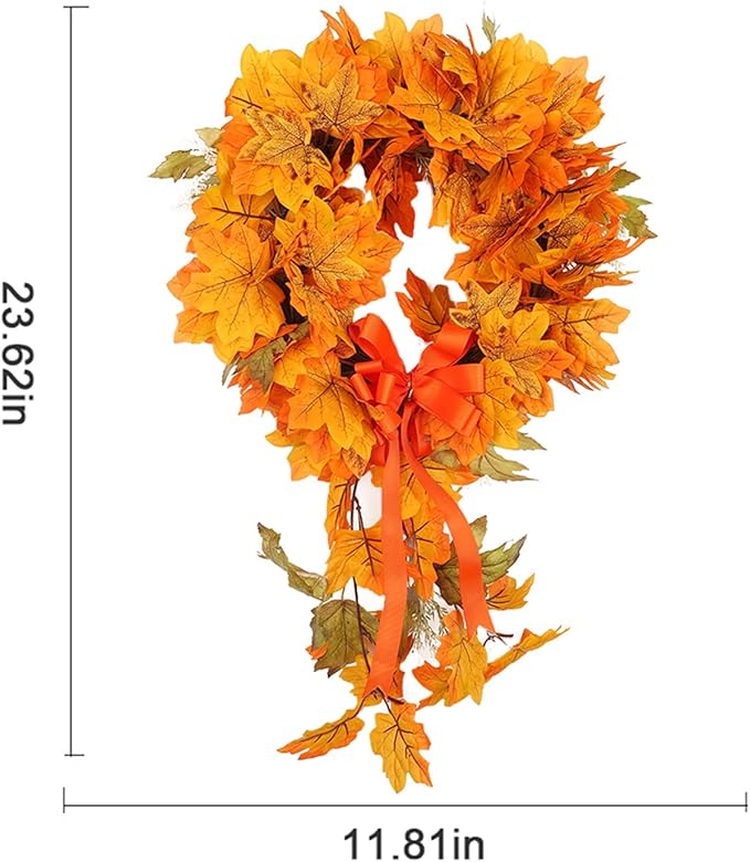 Ochine Fall Harvest Swag for Front Door - Artificial Fall Wreath & Teardrop Swag Decorative Swags for Thanksgiving, Halloween Decor