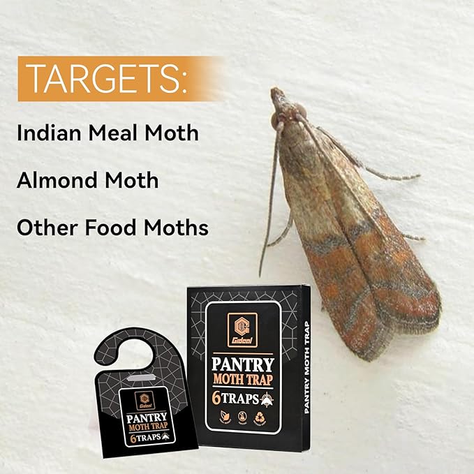 GIDEAL Pantry Moth Trap with Pheromones Prime for House Kitchen Food Cupboard 6 Pack (Grain Moth)