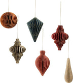NICROLANDEE Christmas Decorations, 6 PCS Christmas Paper Honeycomb Ornaments with Glitter Edge, Mini Hanging Paper Lanterns for Christmas Tree Decoration Xmas Holiday Party New Year Decor