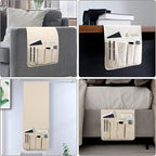 NB Sofa Armrest Organize Remote Holder Bedside Caddy Organizer with 5 Pockets，Non-Slip Couch Remote Control Holder Couch Armchair Caddy Accessories (Beige, 35"X12.4")
