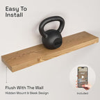 BAOBAB WORKSHOP Natural Wood Floating Shelves for Wall 30 Inches Long, Solid Wooden Shelf Large, Bathroom Shelves for Room Wall Mounted Kitchen Farmhouse, Oak Floating Shelf, 30W × 6.7D, Set of 2