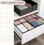 Drawer Organizer Clothes, 16 Pack Dresser Organizer Bins, Foldable Closet Organizers and Storage Fabric Dresser Bins, Shallow Drawer Dividers for Clothing, Underwears, Socks, Tie