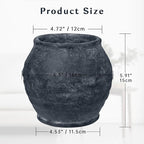 Briful Rustic Vintage Ceramic Pottery Vase, 6.1'' Farmhouse Table Decor with Distressed Texture, Wide Mouth Decorative Jar Vases for Home Decor, Shelf & Entryway, Black