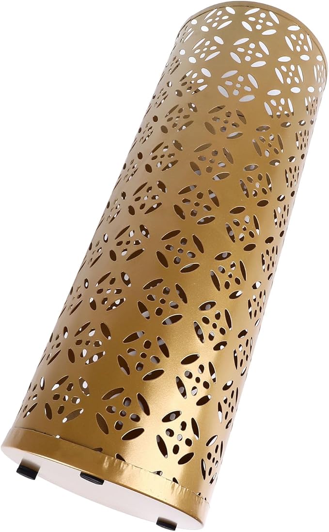 Fabater Umbrella Stand, Metal Umbrella Holder, Indoor Umbrella Rack Organizer with Hollow Design, Umbrella Storage for Entryway, Office, Home (Gold)