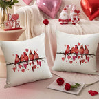 RABUSOFA Valentines Pillow Covers 18x18 inch Valentines Day Decoration Red Love Heart Cardinal Anniversary Wedding Throw Pillowcase for Couch Home Decor(15)