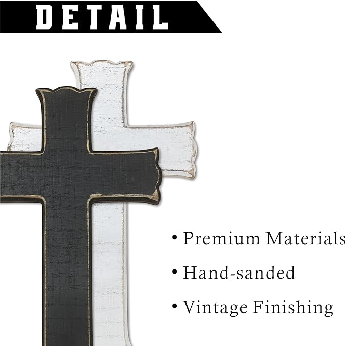 VZVCTFS White Cross with Red Wildflowers - John 6:35 Scripture Wooden Wall Decor, Rustic Farmhouse Christian Gift, Inspirational Floral Art for Home, Easter Christmas (6.5x10 Inch)（A08）