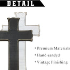 VZVCTFS White Multicolored Wildflowers Cross Wall Decor with Scripture - John 6:35 Wooden Christian Sign, Rustic Farmhouse Inspirational Gift for Home, Easter Christmas Hanging Art (6.5x10 Inch)（A07）