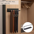 2pack Belt Hanger for Closet,Self Adhesive Belt Holder Organizer,Stainless Steel Belt Hanger Wall Mount,Tie Hanger for Closet for Belt, Scarves,Ties, Hats,Camisoles,Bras