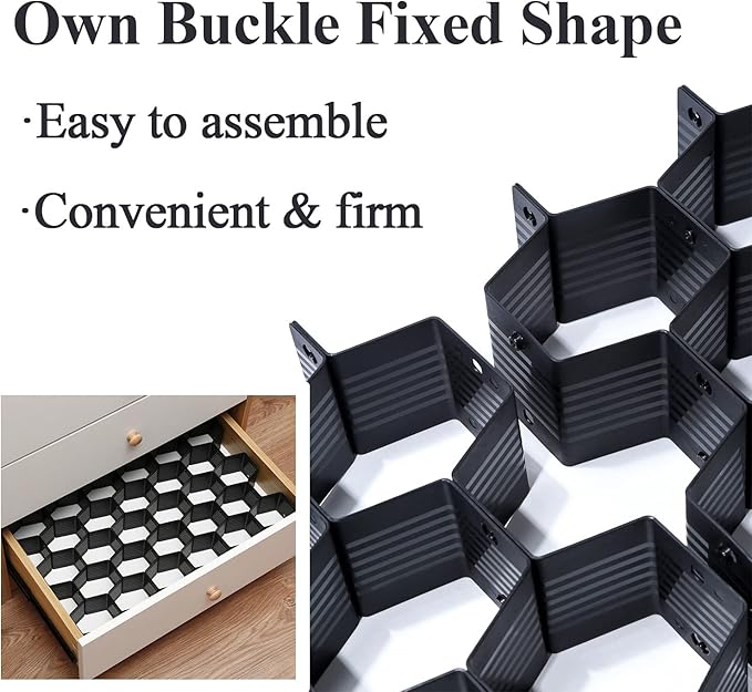 Drawer Splitter 16-piece Set Adjustable Honeycomb Organizer Tie Sock Organizer Underwear Panties Cosmetic Sorter (Grey)
