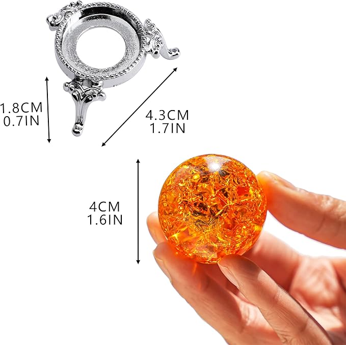 H&D HYALINE & DORA Glass Crystal Ball,40mm Ice Crack Ball,Crystal Ball Decorative for Accessories Rockery Ornaments,Orange
