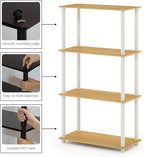 Furinno Turn-N-Tube 4-Tier Multipurpose Shelf Display Rack, Round Tubes, Blonde Maple/White