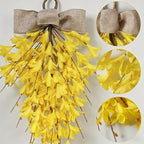 Forsythia Teardrop Swag 18 Inch, 2Pcs Artificial Spring Summer Floral Swags, Flower Hanging Swag for Window Wall Wedding Party Home Decor (Yellow)