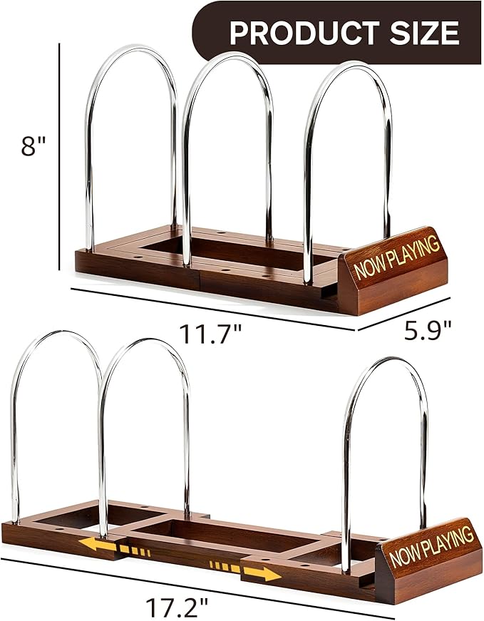 Expandable Vinyl Record Storage, 30-70 LPs Now Playing Record Holder, Wood Vinyl Album Storage Rack for LP Records/Magazines/Music Lovers