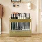 Commercial Metal Umbrella Stand Rack – Heavy Duty Free Standing Organizer with Removable Drip Tray, Entrance Umbrella Organizer for Entryway Home Office Hotel, 26.8x12.6x27.6in (Gold)