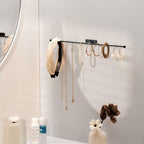 Wall Hanging Jewelry Organizer: 12.6'' Necklace Holder for Earring, Bracelet, Rings, Hairband, Glasses, Black 2-Pack, Screws Included