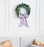 Christmas Wreath Sash for Front Door, Purple Stripes Burlap Sash Birthday Holiday Wreath Accessories for Home Wedding Baby Shower Decorations
