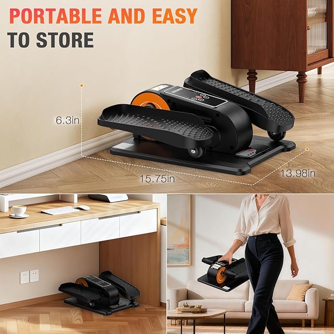 Under Desk Elliptical Machine, Electric Ellipse Leg Exerciser for Senior, Quiet and Compact Electric Seated Pedal Exerciser for Home with Display Monitor, Remote Control and 12 Adjustable Speeds