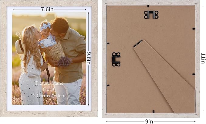 Lyeasw 8x10 Picture Frame Beige Set of 15, Display Pictures 8x10 with Mat or 9x11 without Mat, Multi Photo Frames for Wall or Tabletop