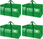 BALEINE 4-Pack Oversized Moving Bags with Reinforced Handles, Heavy-Duty Storage Tote for Clothes, Moving Supplies (Light Green, 4-Pack)