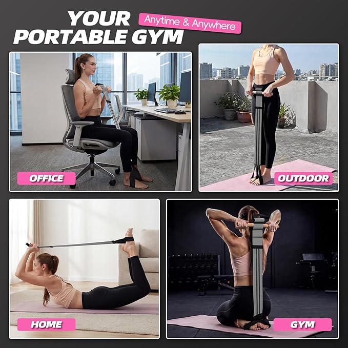 Pedal Resistance Bands with Handles, Upgrade Adjustable Manual Tension Training Pedal, Fabric Resistance Band with Wood Handles, Multifunction Fitness Bands for Abdomen, Waist, Arm, Leg