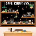 Pajean Cafe Kindness Bulletin Board Set Plant Coffee Motivational Classroom Decorations Bookshelf Reading Bulletin Board Inspirational Cutouts for Back to School Library Decor Office Supplies