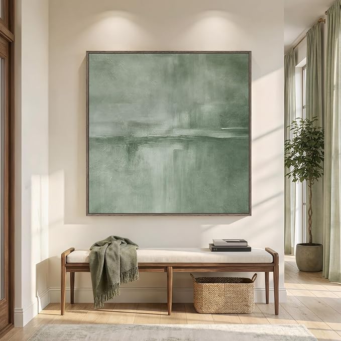 Extra Large Framed Black Abstract Wall Art for Living Room, Modern Square Canvas Painting Artwork for Walls, Minimalist Dark Moody Pictures for Bedroom Dining Room Hallway Office Wall Decor, 48x48 In