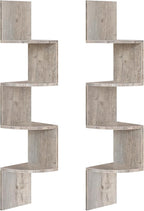 HOOBRO Corner Shelf Wall-Mounted, Set of 2 Floating Corner Shelves for Wall, 4-Tier Corner Bookshelves for Wall Decor in Living Room, Bedroom, Bathroom, Home Office, Greige BG25BJP201