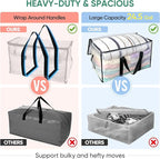 BALEINE 8-Pack Oversized Moving Bags with Reinforced Handles, Heavy-Duty Storage Tote for Clothes, Moving Supplies (Clear, 8-Pack)