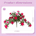 Artificial Fake Azalea Flowers for Outdoor Spring Decoration, Faux Silk Flower for Summer UV Resistant Look Real Plants for Garden Yard Porch Walkway Indoor Decor, 2PCS