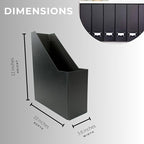 BLU MONACO Foldable Black Magazine File Holder | Set of 6 Cardboard Desk Organizer Boxes | Vertical Magazine File Holder | Standing File Holder | Office Classroom or Home