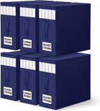 WOWBOX Sheet Organizers and Storage,Closet Bed Sheet Organizer Under Bed Storage and Organization with Label Cards & Clear Window for Bedding Sheets,Duvet Covers,Blankets (6 Pack，Blue)