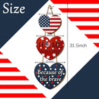 4th of July Decorations Patriotic Door Sign, American Flag Heart Hanging Wreath, Patriotic Decor Wooden Front Door Hanger for Independence Day Memorial Day Porch Wall Outdoor Indoor Home Decor