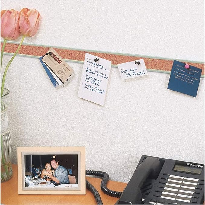 Quartet Bulletin Bar Pin Strip Cork Board 36" x 1", For Classroom, Office, Cubicle, Aluminum Frame (Z2005)