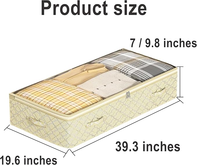 Foldable Under Bed Storage–Under Bed Storage Containers Non-Woven Fabric with Dual Zipper, Closet Organizers for Clothing, Bedding–Space-Saving Storage For Bedroom (7 in)