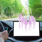 uxcell 2pcs Dream Catchers, Small Handmade Feather Dreamcatcher Supplies Car Charm with Crystal Beads Wall Hanging Decor for Home Car Decoration Ornament Women Friend Gift, Light Purple