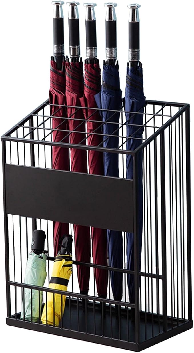 Umbrella Stand Hallway Entryway Storage Rack Umbrella Holder Large Capacity Metal Umbrella Holder Stand, Freestanding Umbrella Storage Stand with Four Non-Slip Feet, Canes Walking Sticks Swords(Black,