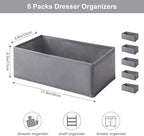 6 Packs Dresser Drawer Organizers for Clothing,Woven-Fabric Baby Clothes Organizer and storage in Bedroom-Closet & Drawer Organization-1 Large Cell