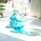 Blown Glass Conch Shell Sculpture, 8.2" Sea Glass Art Decor, Conch Shell Decorative Statues, Seashell Sculpture for Dining Tables, Entryways, Coffee Tables, Living Room, Shelf Fillers Gift for Women