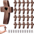 20-Pack Wooden Cross Fidget, Handmade Pocket Wood Crosses, Cross My Heart | Encouragement Gift, Relieve Anxiety for Yourself, Inspirational Easter Gift for Christian Faith, Prayer, Father Day Gifts