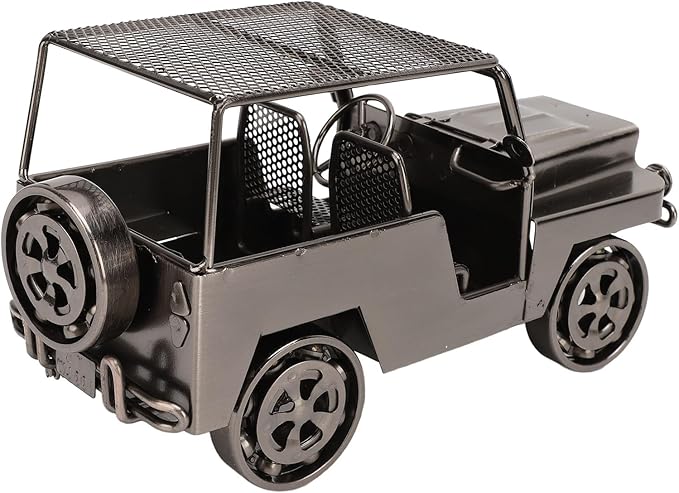 Pilipane Metal Car Figurine Vintage Antique Handcrafted Iron Decorative Model Ornament for Home Entryway TV Cabinet Wine Cabinet Decor (Silver)