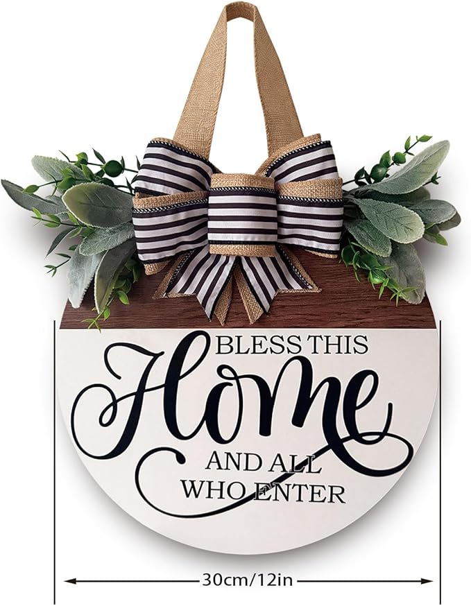 Welcome Sign for Front Door, Floral Round Wood Wreaths Wall Hanging Outdoor Decor, Front Porch Decorations Hanging Gift for Home Outdoor Decor for Spring Summer Fall Holiday