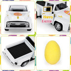 Easter Metal Truck with Yellow Eggs Easter Party Decors Easters Gifts Basket Stuffers Farmhouse Vintage White Metal Truck Decor Vintage Collectible Car for Desk Bookshelf