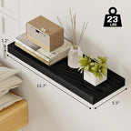 Fixwal Black Shelves, 15.7in Floating Shelves, Farmhouse Shelf Wall Decor for Bathroom, Bedroom, Living and Kitchen Set of 6